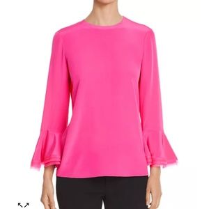 Tory Burch Gabby Tiered Flutter Sleeve Blouse in Crazy Pink NWT
